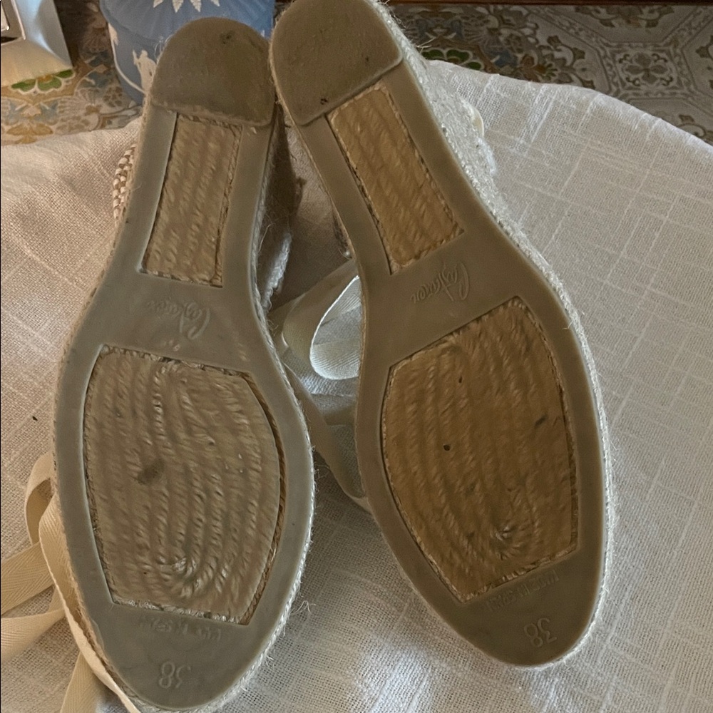 Elegant Cream Espadrille Wedge Sandals EU 38 US 7.5 - Picture 13 of 15